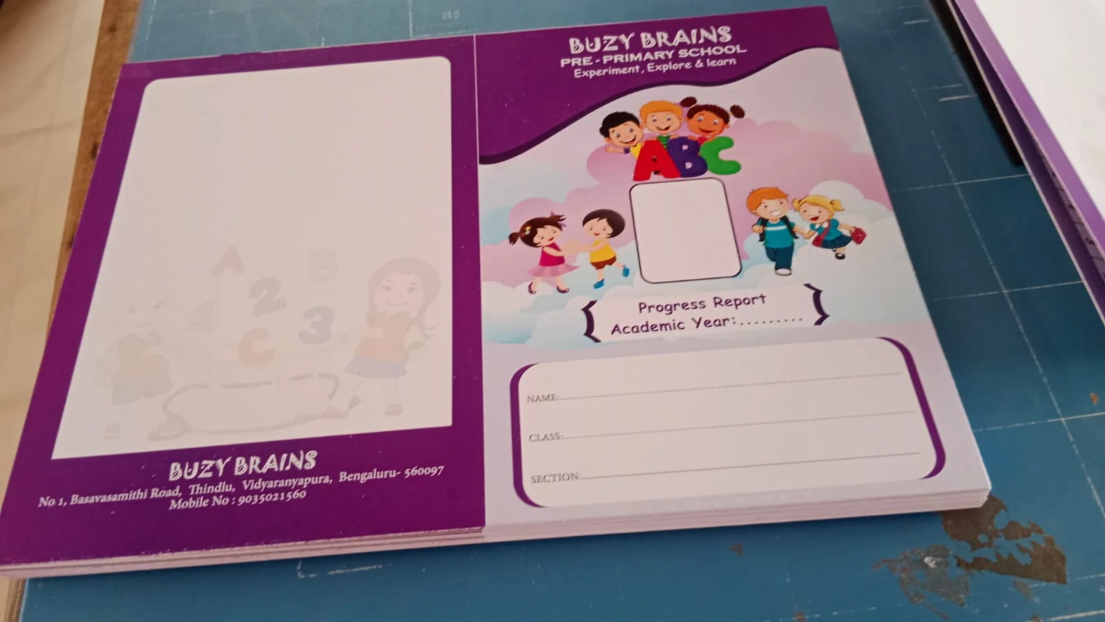 Institutional printed report-card work sample